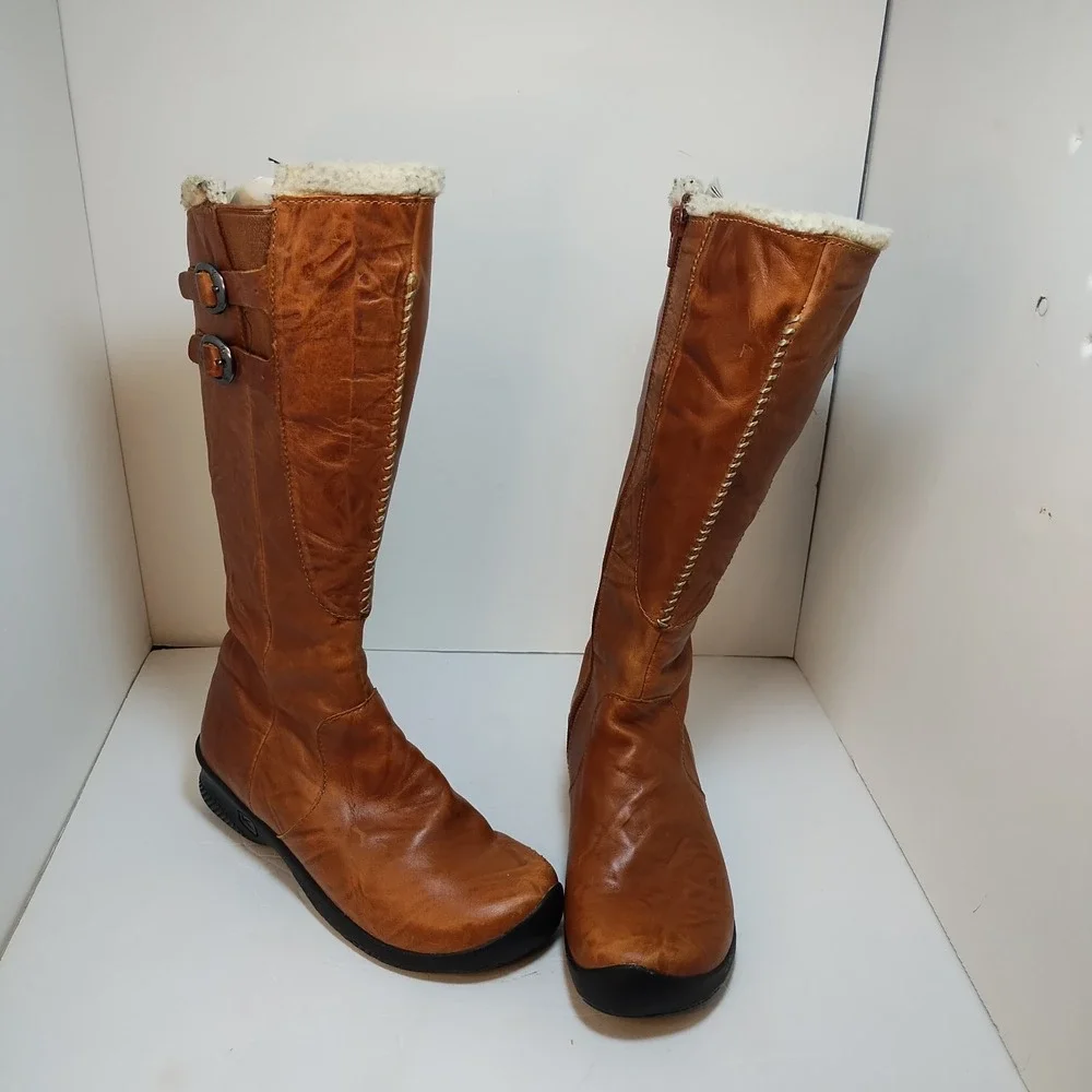 Keen Bern Baby Womens 6 Waterproof Brown Leather Knee High Lined Riding Boots
